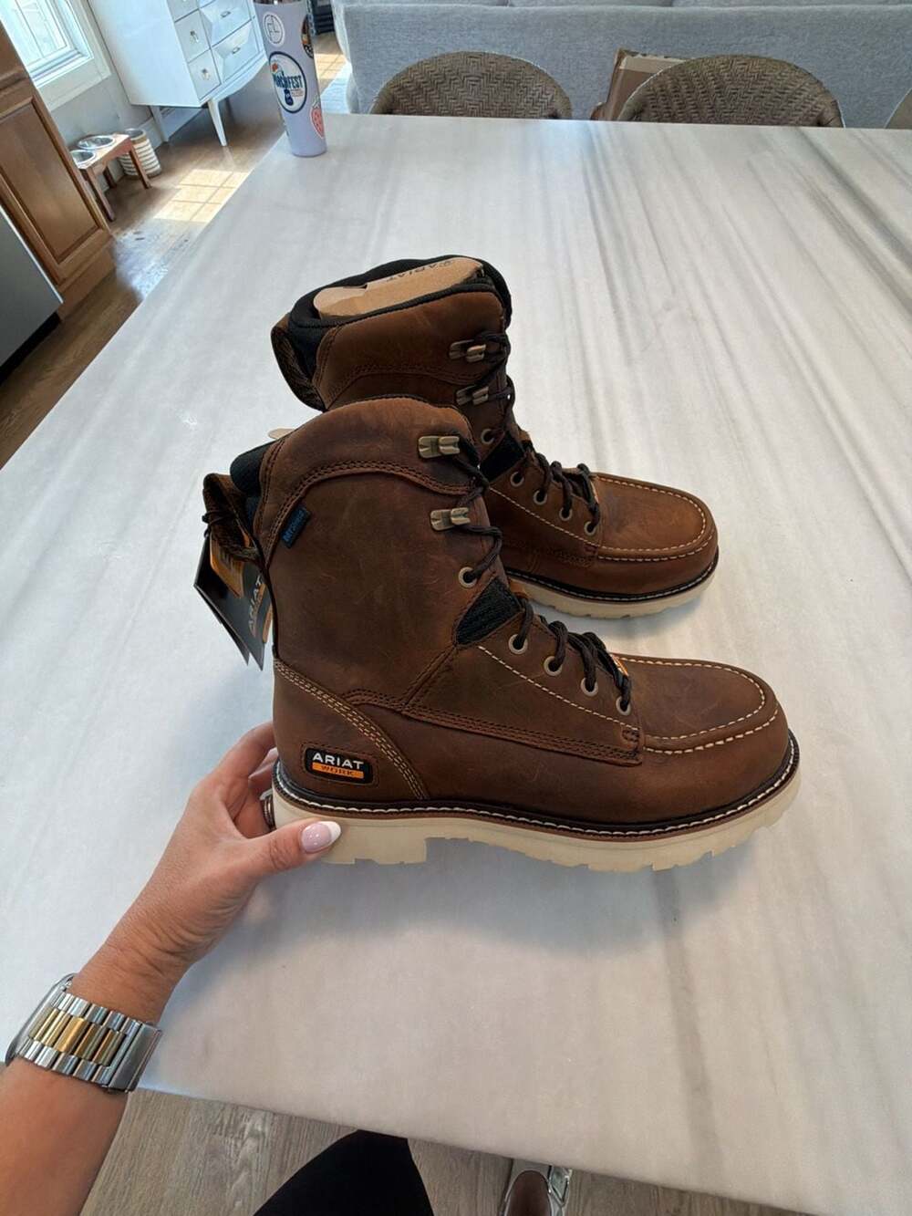 Ariat Men's Rebar Lift 8" H2O Distressed Brown Waterproof Work Boots Size 9 EE